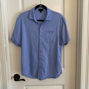 Magaschoni Light Blue Linen Blend Button Down Shirt